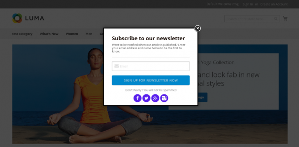 Magento 2 Newsletter Popup style 1