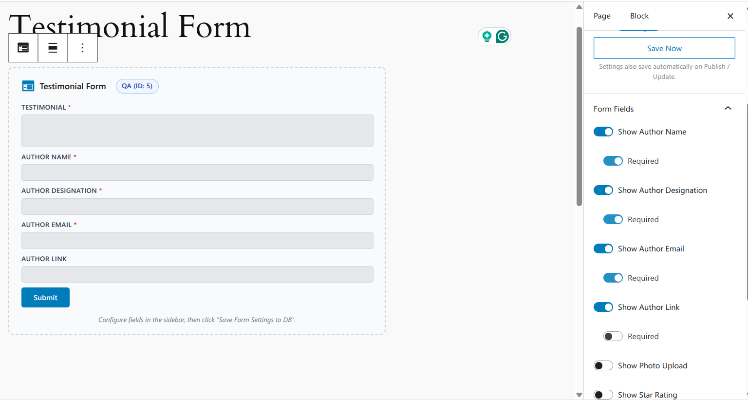 WordPress-Testimonial-Submission-form-block