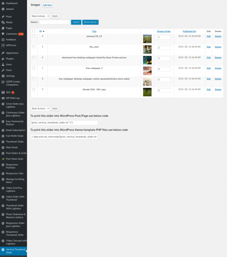 WordPress vertical thumbnail slider Pro PlugIn - I13 Web Solution