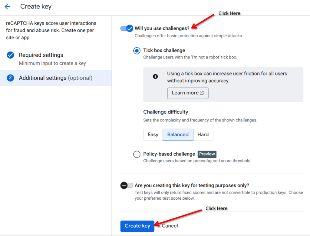 Enabling the checkbox challenge for reCAPTCHA v2