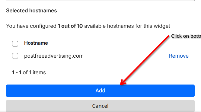 Adding a domain name to the Turnstile widget