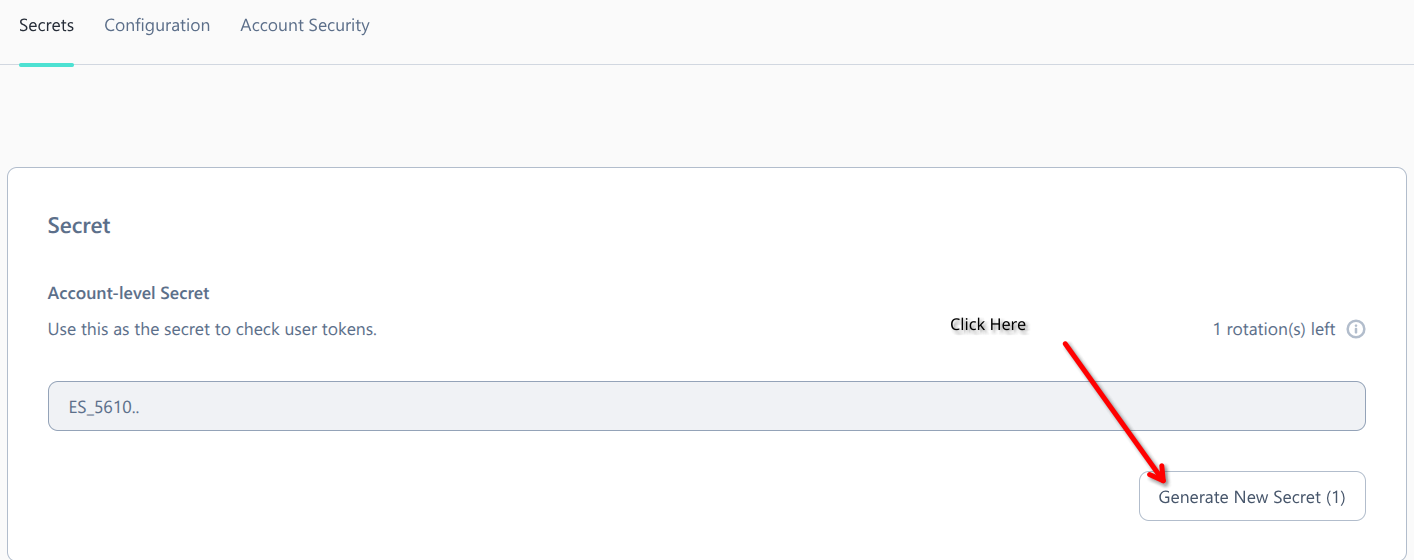hCaptcha Secret Key settings page