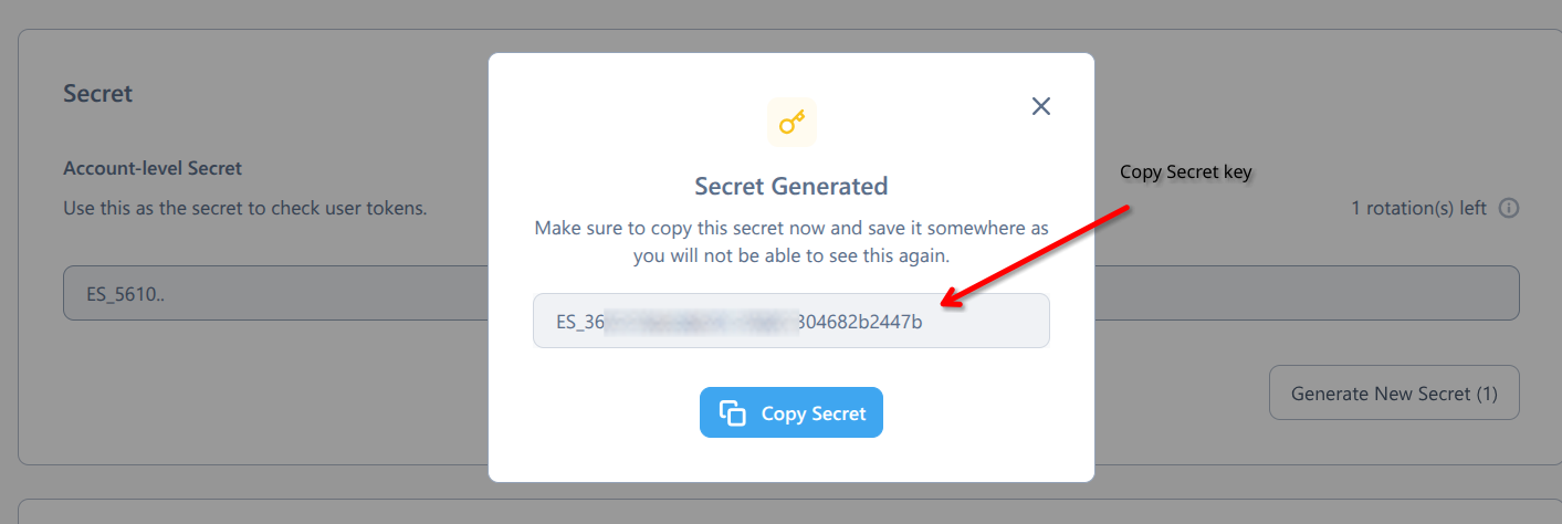 Generated hCaptcha Secret Key