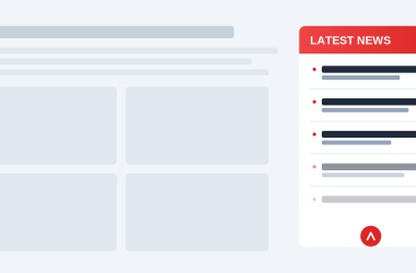 Vertical news ticker widget on a WordPress website showing a scrolling list of headlines
