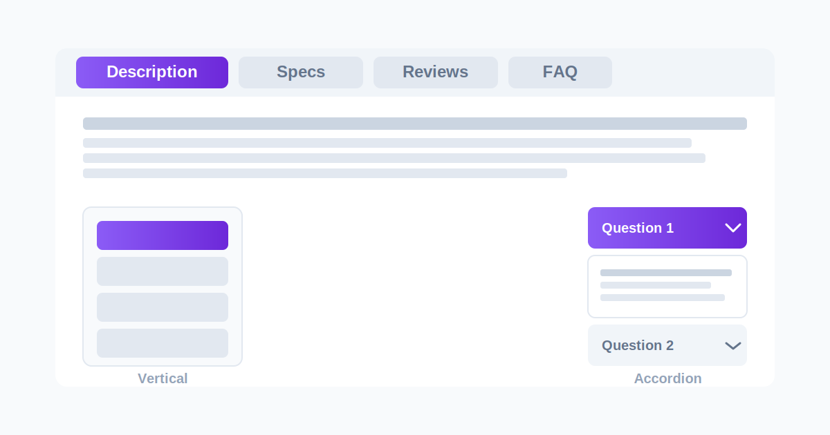 WordPress tabs plugin showing horizontal, vertical, and accordion tab layouts